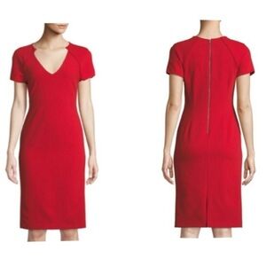 Alice + Olivia Latisha Piped Fitted Red Dress Size‎ 4